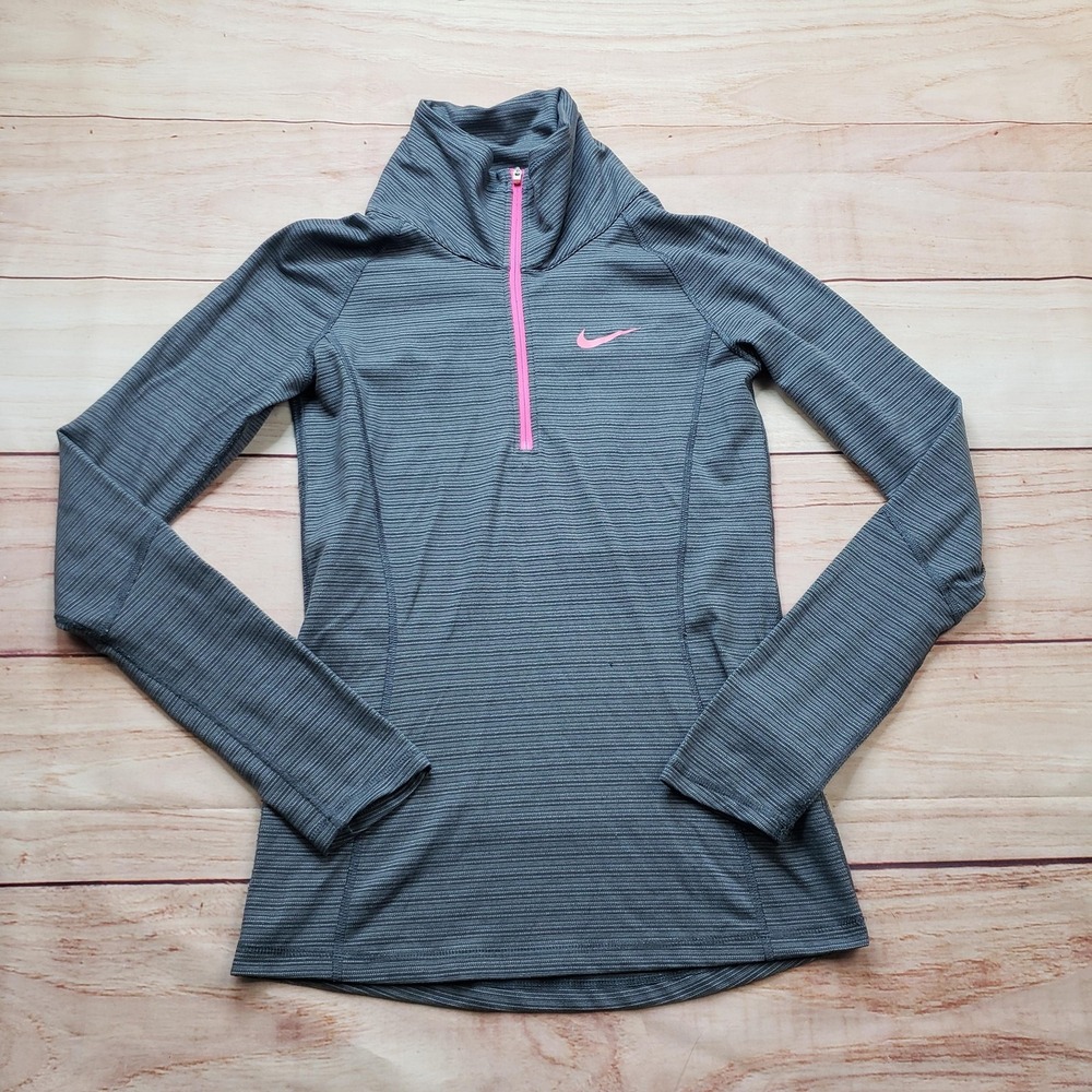 Nike Dri-FIT Performance Pullover Womens XS Gray Pink 1/4 Zip Golf Athletic